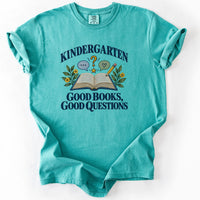 Kindergarten Good Books Good Questions Tee in Seafoam