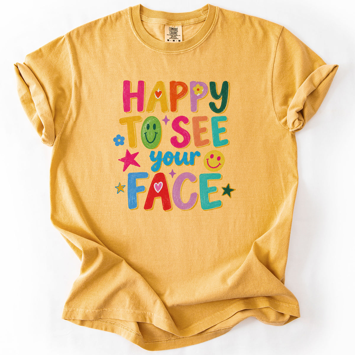 Happy To See Your Face Tee in Mustard