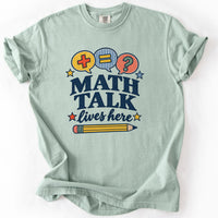 Math Talk Lives Here Tee in Bay