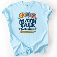 Math Talk Lives Here Tee in Chambray