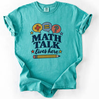 Math Talk Lives Here Tee in Seafoam