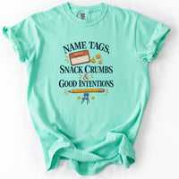 Name Tags Snack Crumbs and Good Intentions Tee in Island Reef