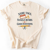Name Tags Snack Crumbs and Good Intentions Tee in Ivory