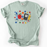 Happy School Supplies Crew Tee in Bay