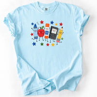 Happy School Supplies Crew Tee in Chambray