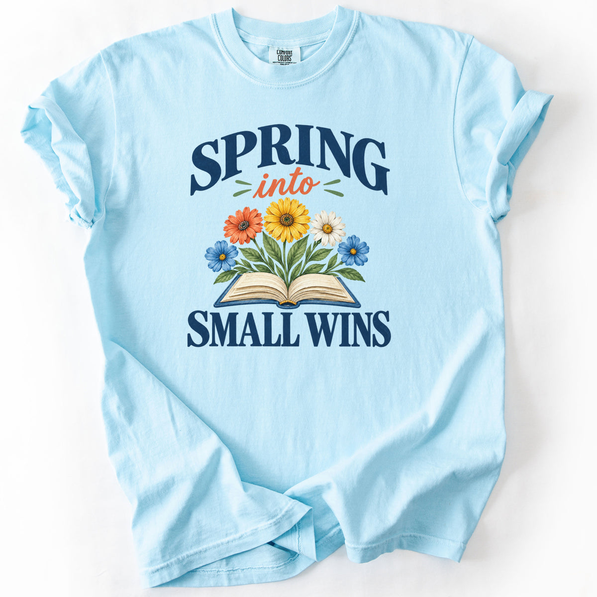 Spring Into Small Wins Tee in Chambray