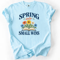 Spring Into Small Wins Tee in Chambray