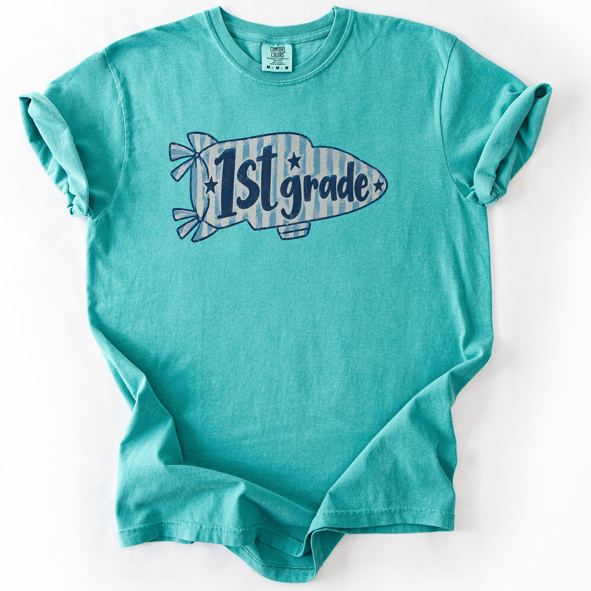 First Grade Preppy Pennant Tee in Seafoam