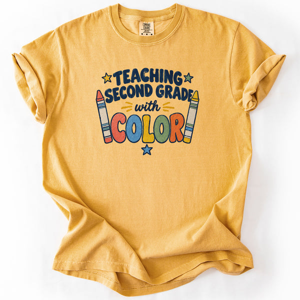 Teaching Second Grade With Color Tee in Mustard