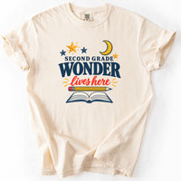 Second Grade Wonder Lives Here Tee in Ivory