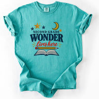 Second Grade Wonder Lives Here Tee in Seafoam