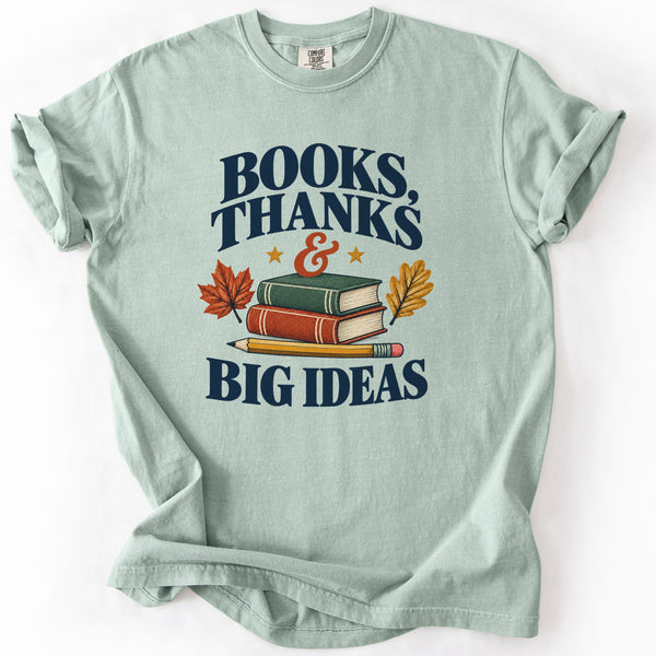 Books Thanks and Big Ideas Tee in Bay