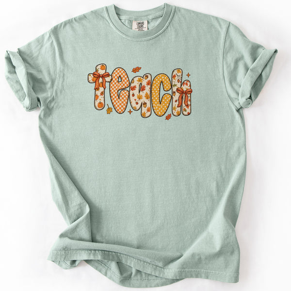Teach Fall Pattern Tee in Bay