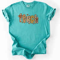Teach Fall Pattern Tee in Seafoam