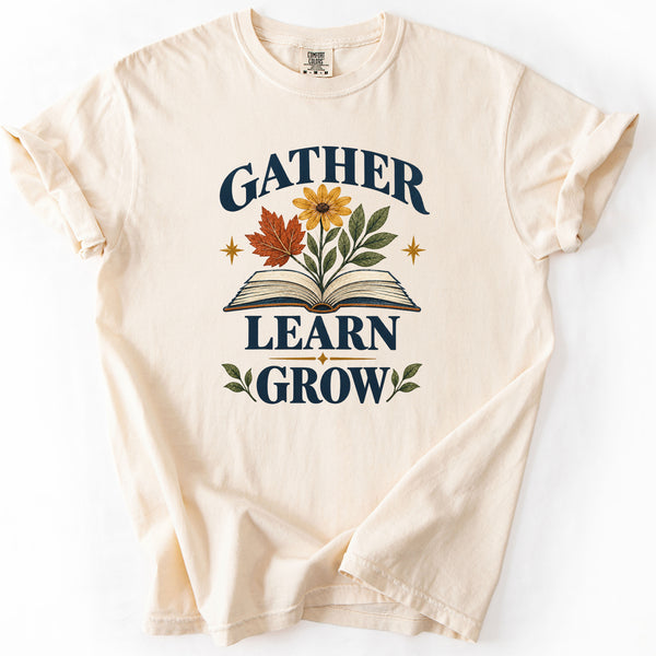Gather Learn Grow Tee in Ivory