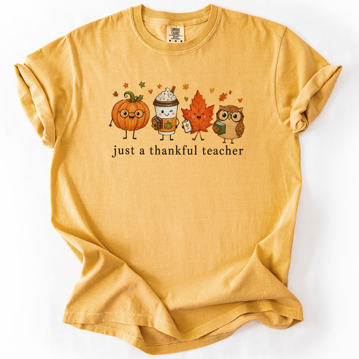 Just A Thankful Teacher Tee in Mustard