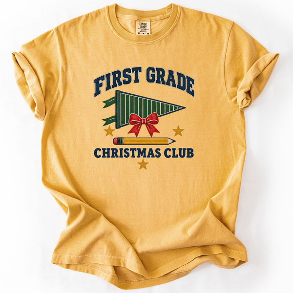 First Grade Christmas Club Tee in Mustard