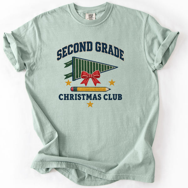 Second Grade Christmas Club Tee in Bay
