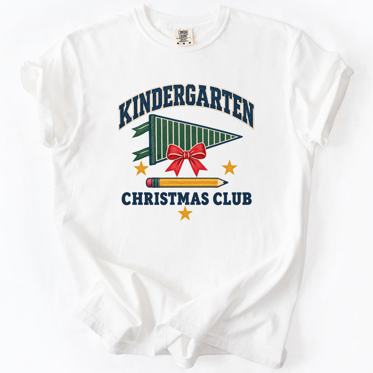 Kindergarten Christmas Club Tee in White