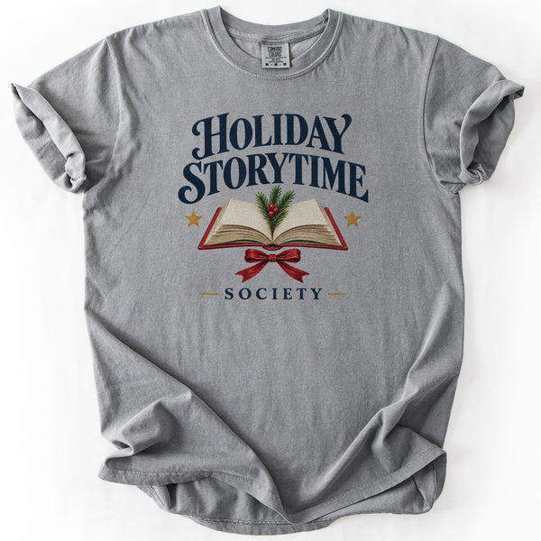 Holiday Storytime Society Tee in Grey