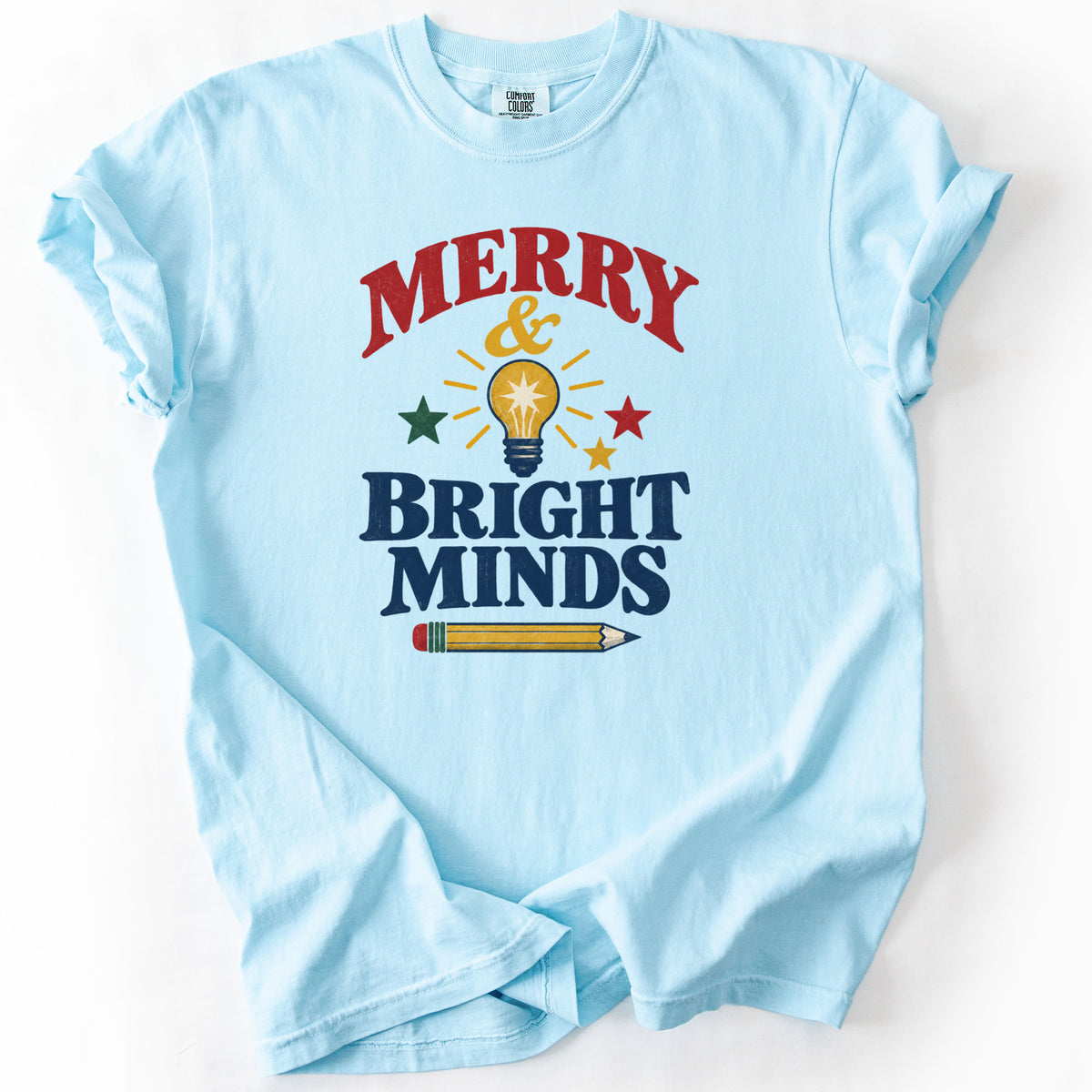 Merry and Bright Minds Tee in Chambray
