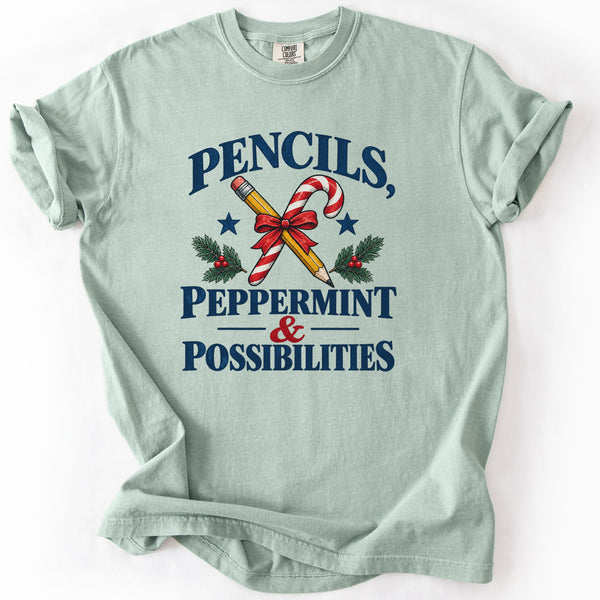 Pencils Peppermint and Possibilities Tee in Bay