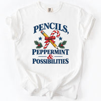 Pencils Peppermint and Possibilities Tee in White